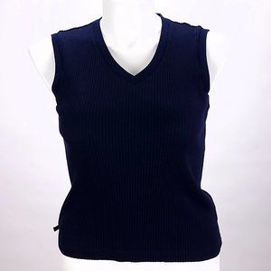 Lauren Ralph Lauren Navy Blue Sleeveless V-Neck Stretch‎ Tank Top
